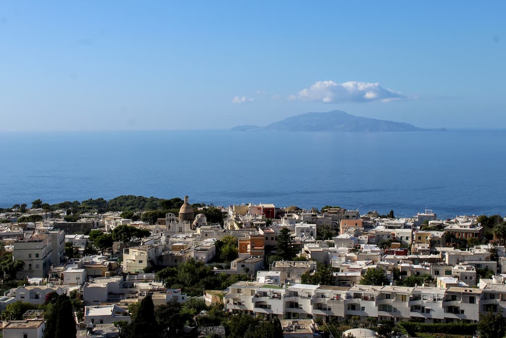 view from above town looking out over the sea