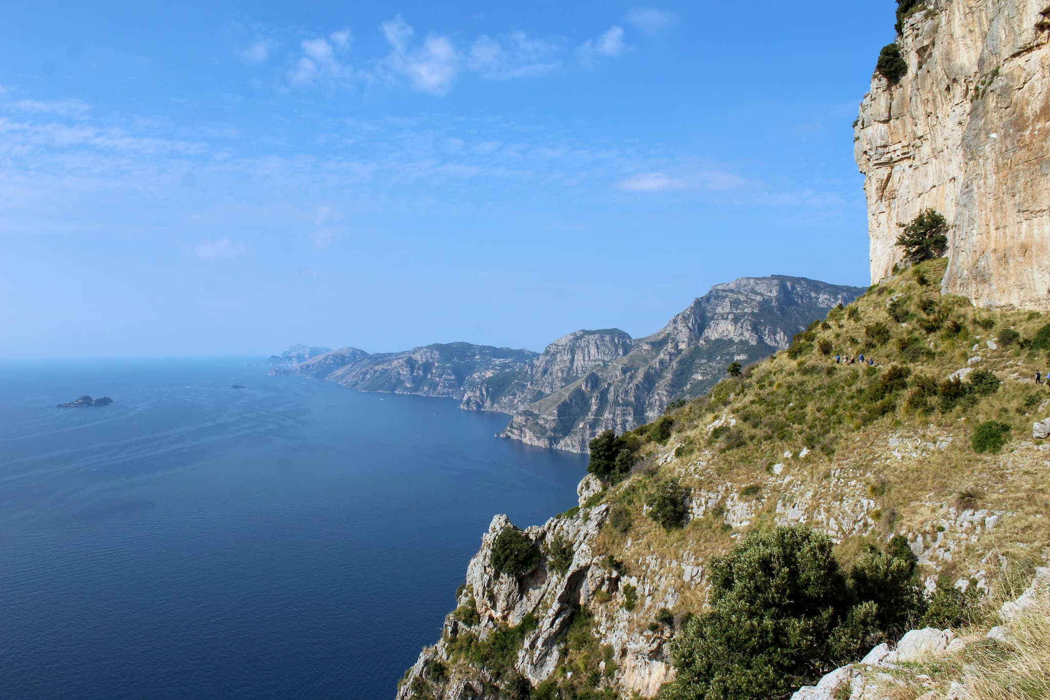 view of the coastline from up on a ridge looking